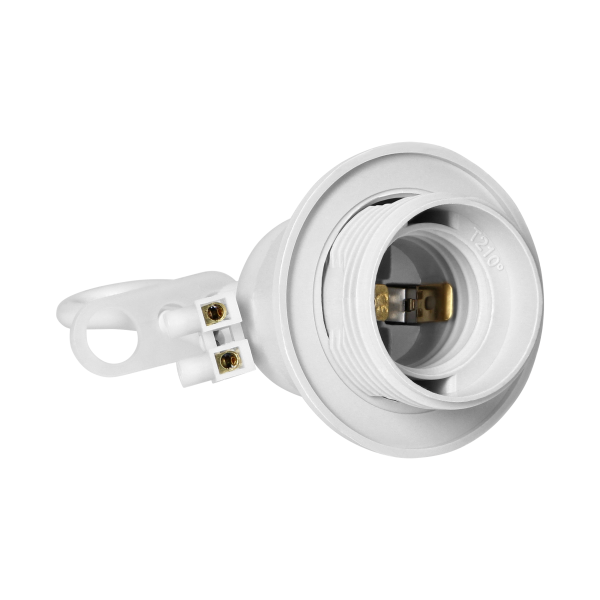 Cord-grip lampholder E27 with flange, white